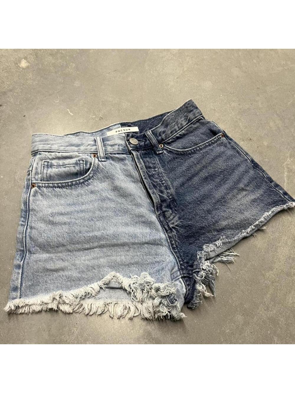 PacSun Vintage High Rise Two Tone Denim Shorts Women’s Size 24